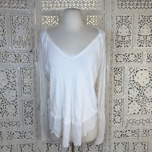 We The Free White Catalina Thermal Top XS Long Sleeve Boho Lagenlook Layering